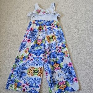 Hannah Banana GIRLS YOUTH Size 4 Tropical Floral Jumpsuit Romper